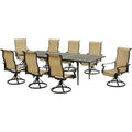 9-Piece Dining Set with Expandable Table and 8 Swivel Rockers Y349740
