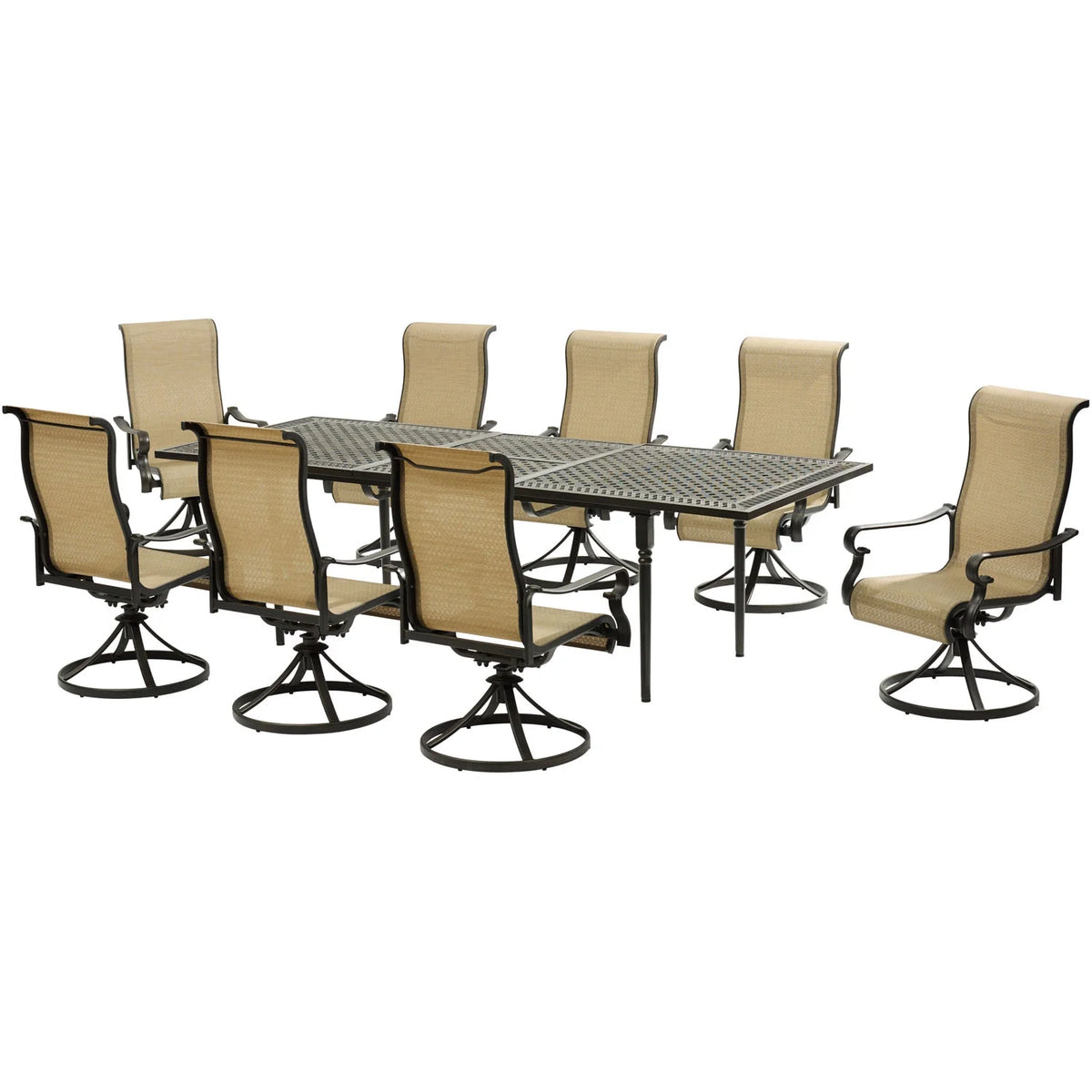 9-Piece Dining Set with Expandable Table and 8 Swivel Rockers Y349740