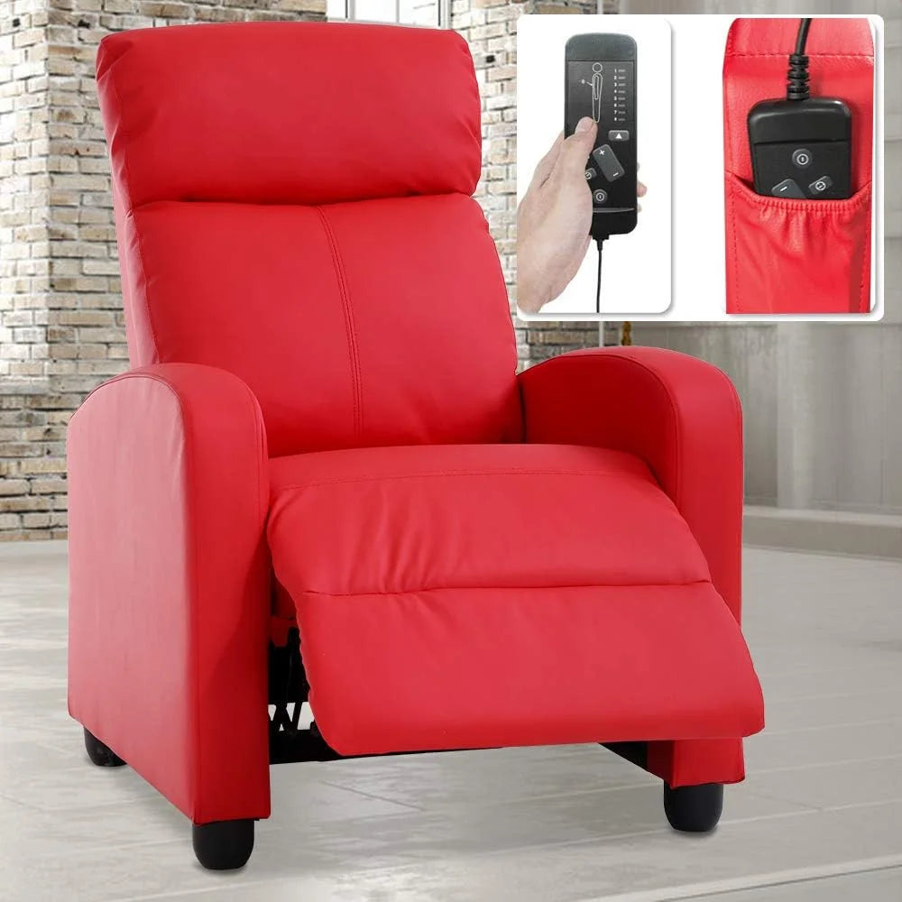 Red PU Leather Recliner Chair with Footrest C642