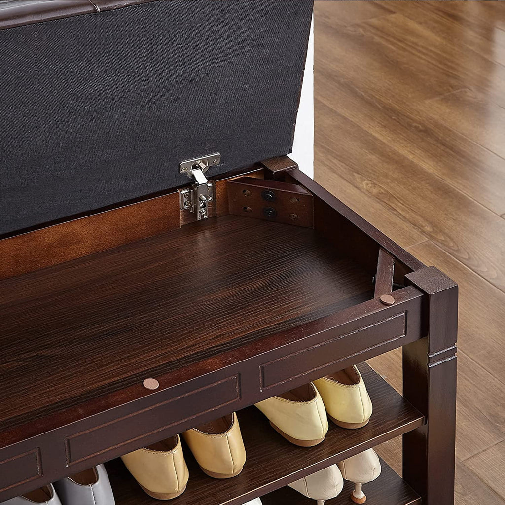 Black Shoe Storage Bench with Cushion N27349