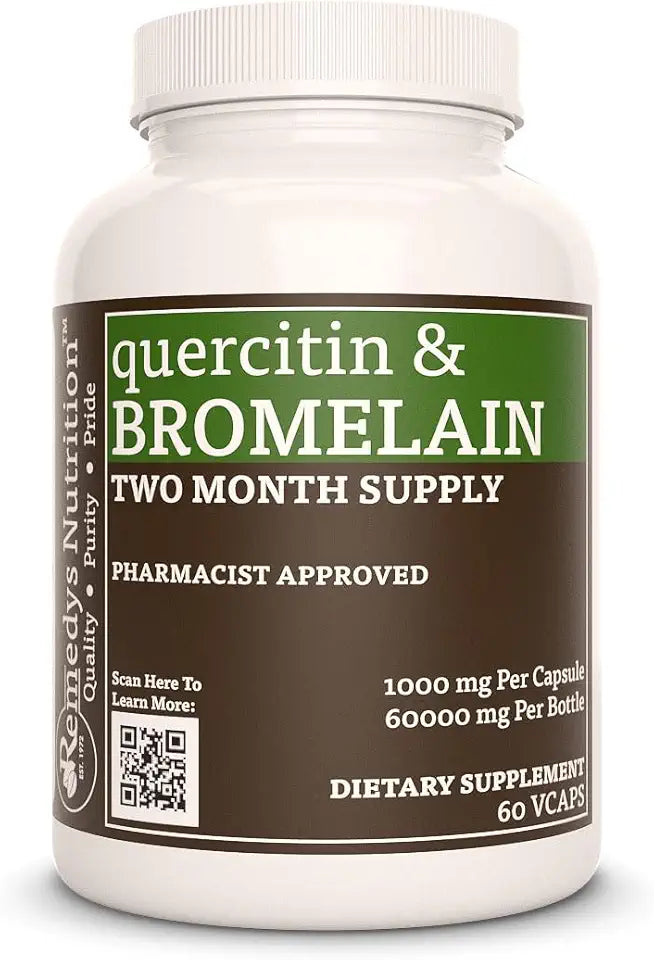 Quercetin Bromelain 1,000 mg 60 Vegan Capsules Dietary Supplement K905