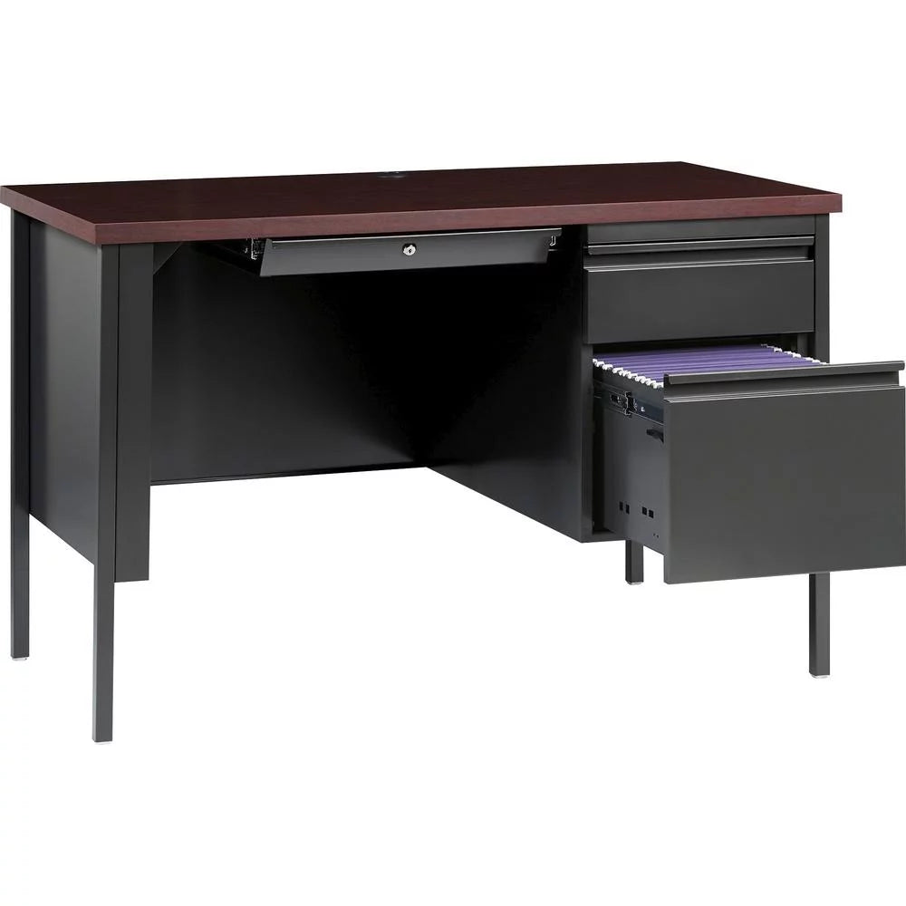 Mahogany Laminate Top Desk with Box and File Drawers W65417