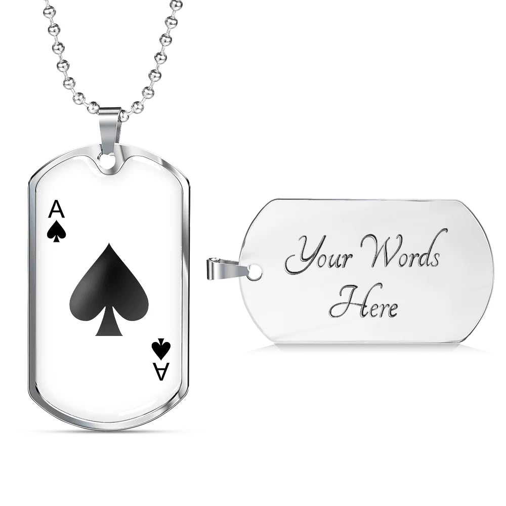 White Stainless Steel or 18k Gold Dog Tag Necklace I287478