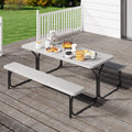 6 ft Picnic Table Bench Set with Umbrella Hole J7676