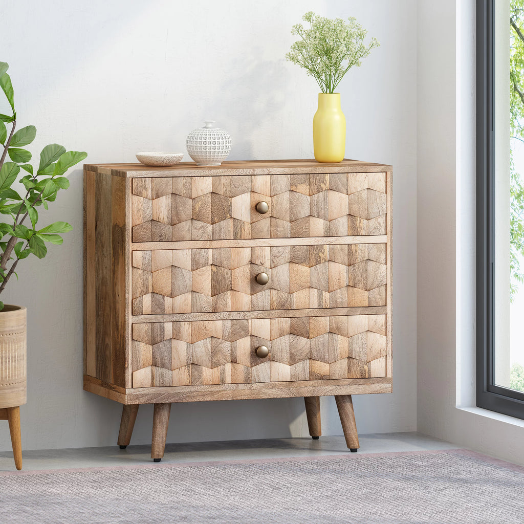 Handmade Mango Wood 3 Drawer Chest G3268