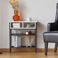 White Flip Top Side Table with Charging Station and Storage Shelves V9893
