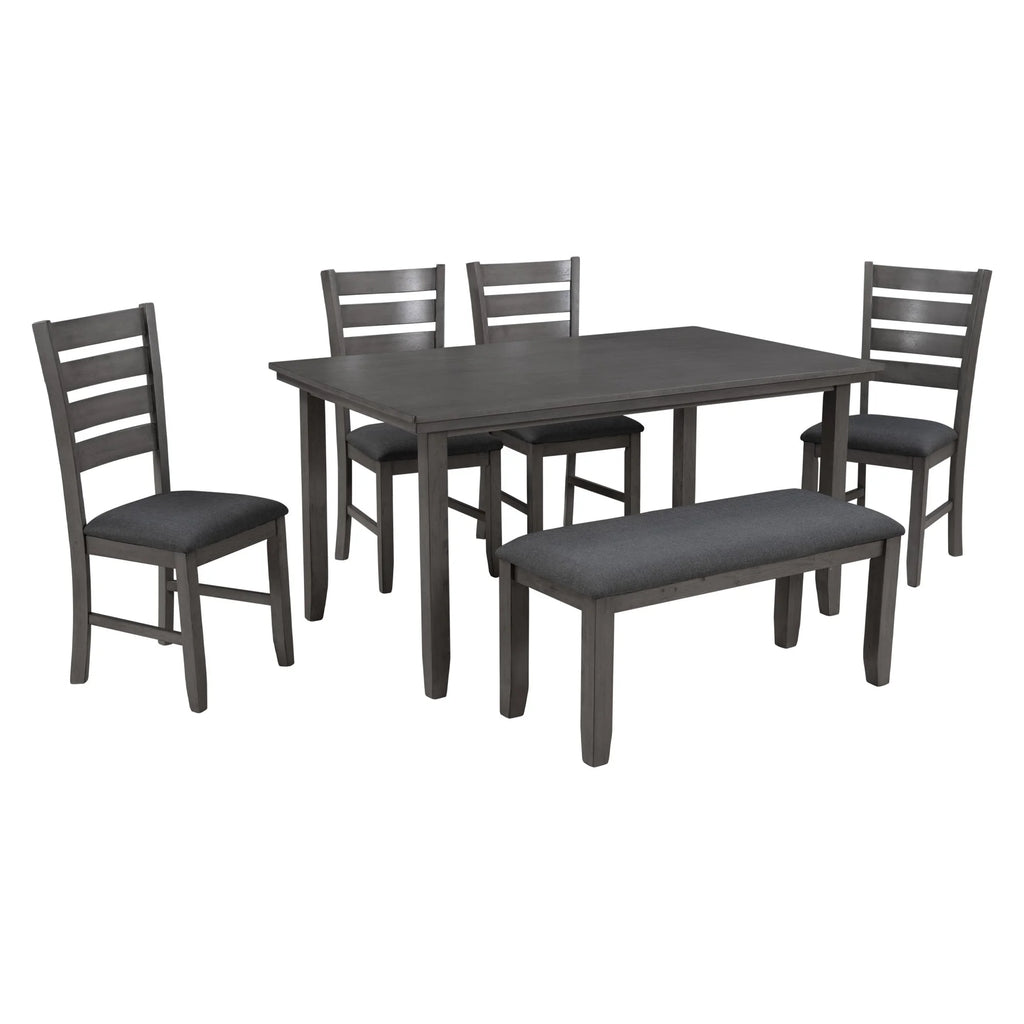 Rustic Wood Dining Table and Chairs Set of 6 Gray P509615
