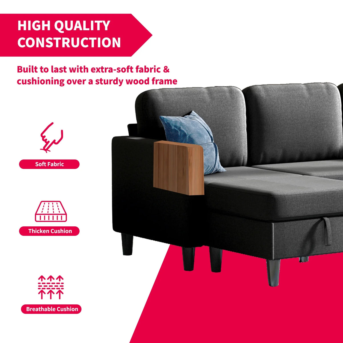 Dark Grey Sectional Sofa Set F5188