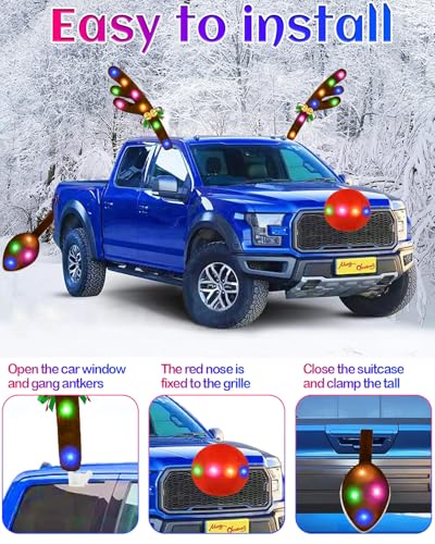 Christmas Reindeer Antlers Car Decoration Kit LED Multicolor Lights L3399