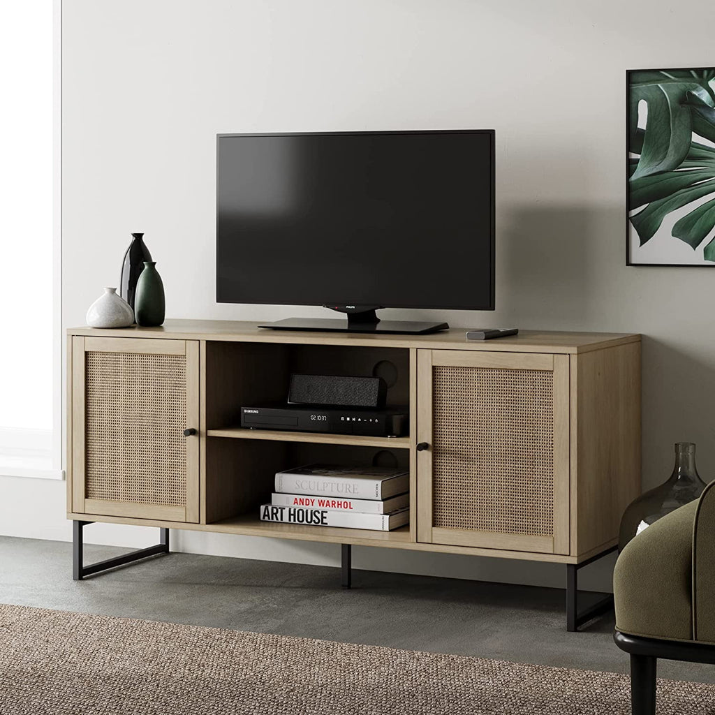 Oak TV Stand with Doors V48932
