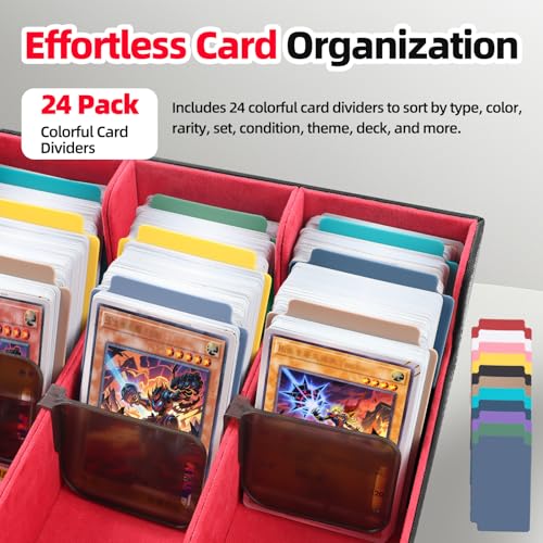 4 Rows Trading Card Storage Box 3200+ Card Organizer with 200 Sleeves & 24 Dividers Black & Blue E8913