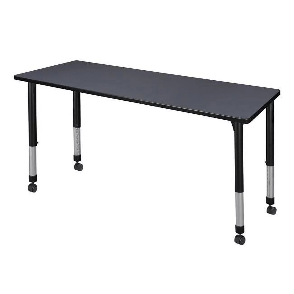 60 x 30 in. Height Adjustable Mobile Classroom Table, Grey D713
