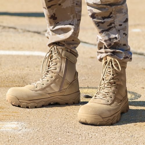 Men's Tactical Work Boots Side Zipper 8 Inches F44347