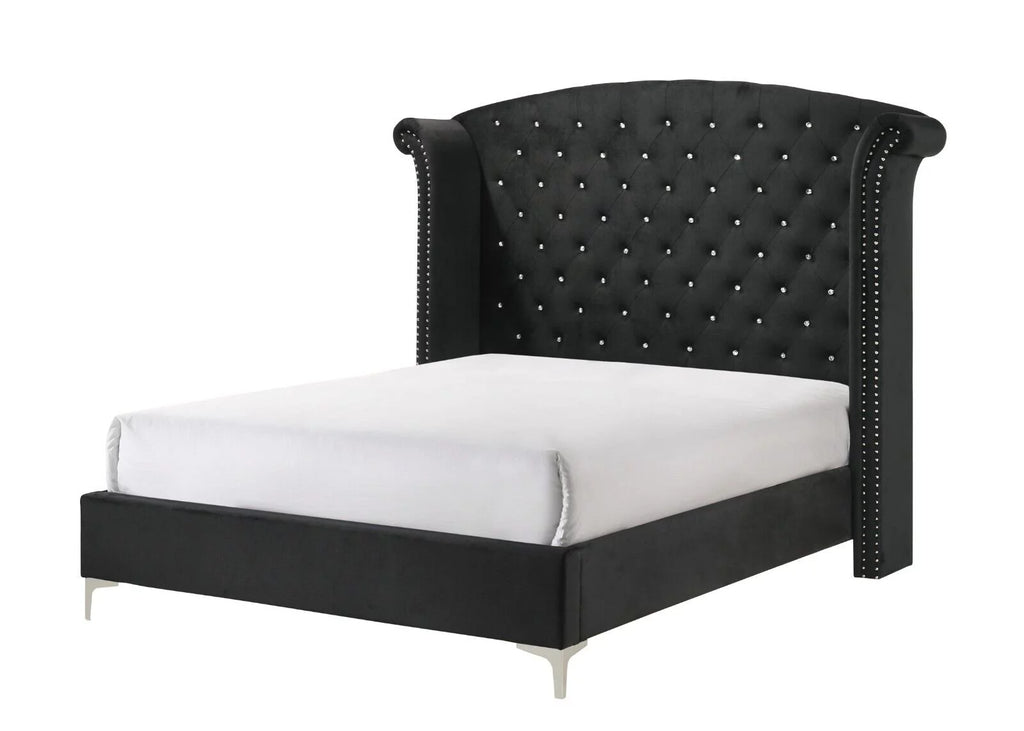 Black Velvet 6pc King Size Bedroom Set F986243