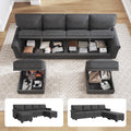 Dark Grey U-Shaped Sectional Storage Sofa with Ottomans C7909