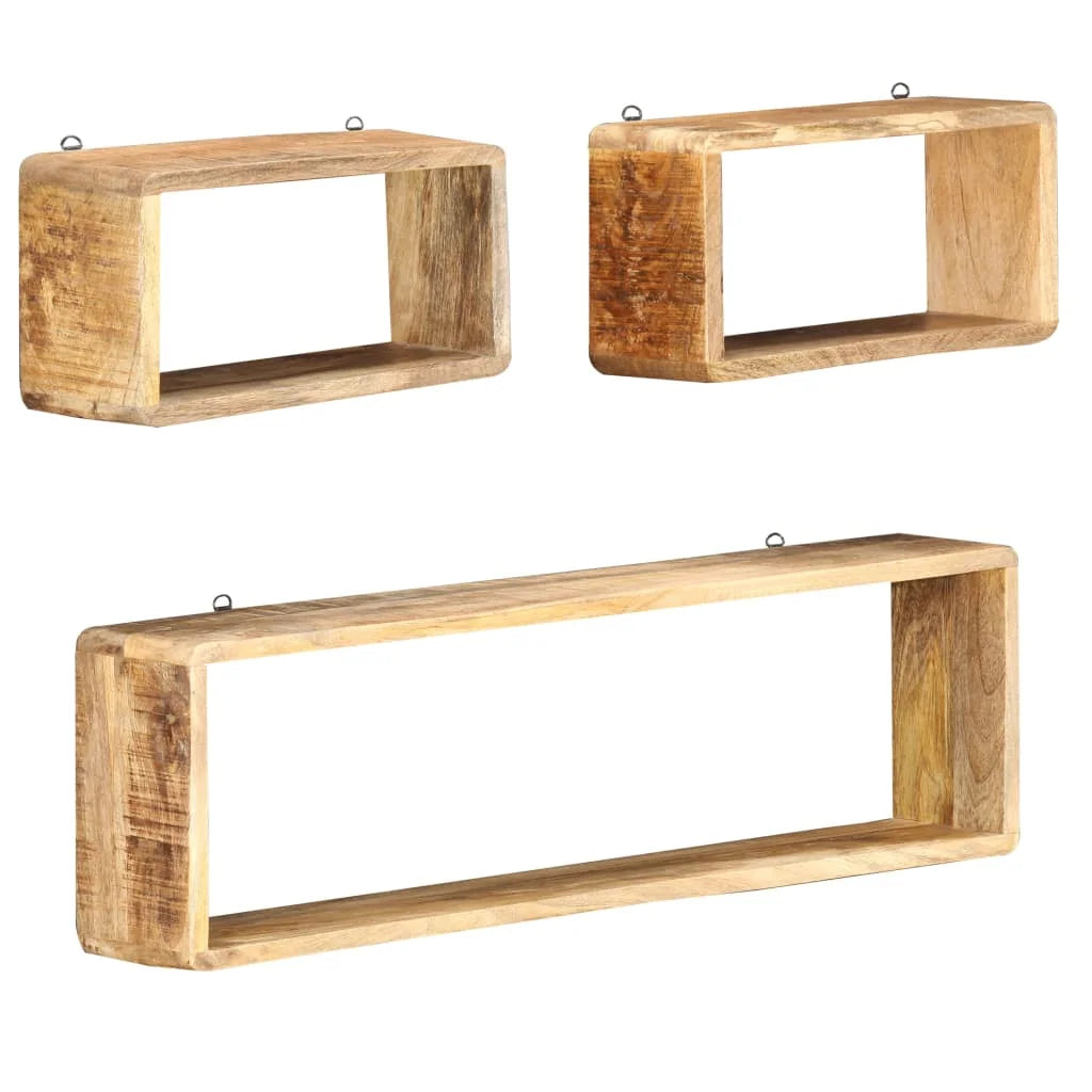 Solid Wood Mango Wall Cube Shelf Set E292