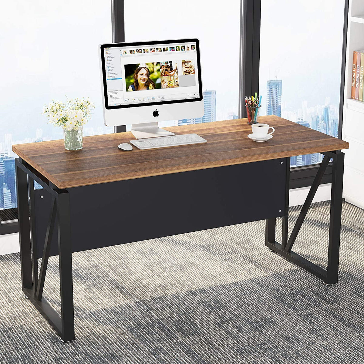 L-Shaped Computer Desk with File Cabinet and Storage Shelves I410