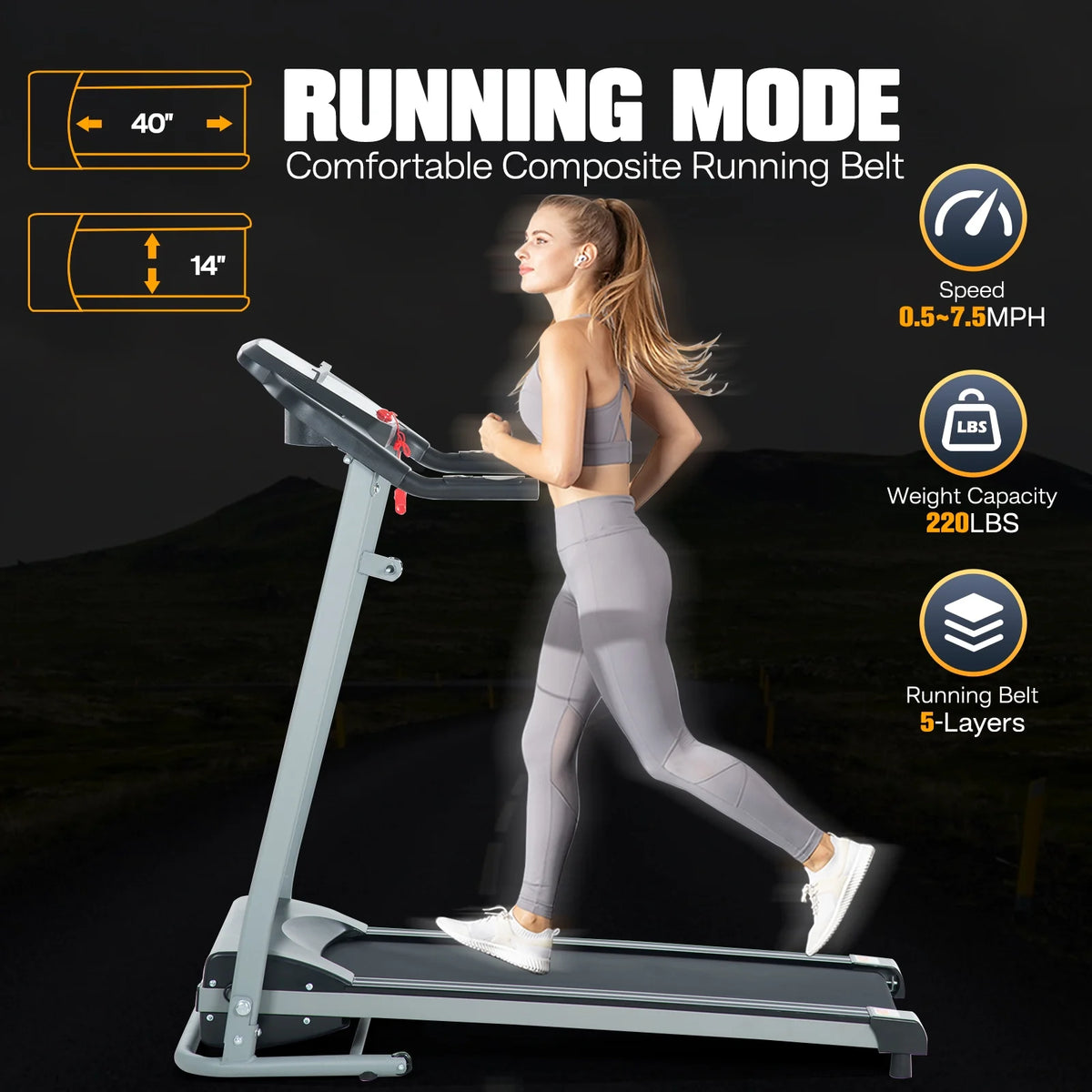 Folding Treadmill 2.5 HP 265 lbs Capacity Y70333
