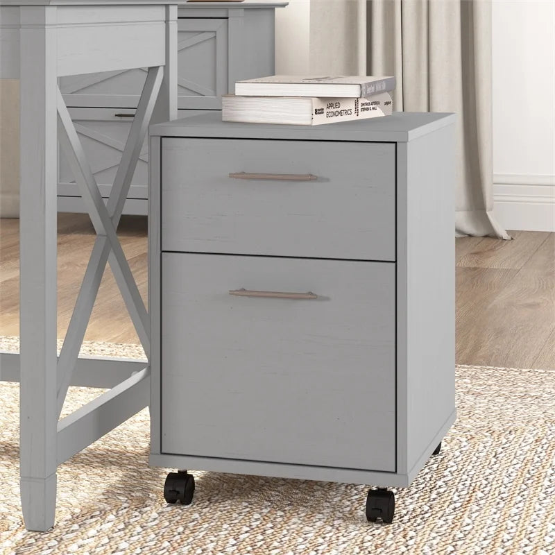 2 Drawers Farmhouse Wood Mobile File Cabinet X7930