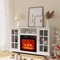White Farmhouse TV Stand with Electric Fireplace L377950