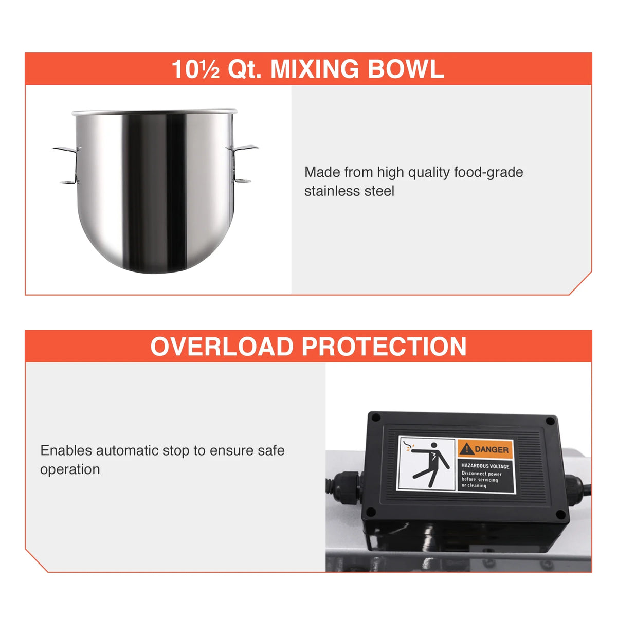 10Qt 600W Commercial Stand Mixer with 3 Attachment D31901