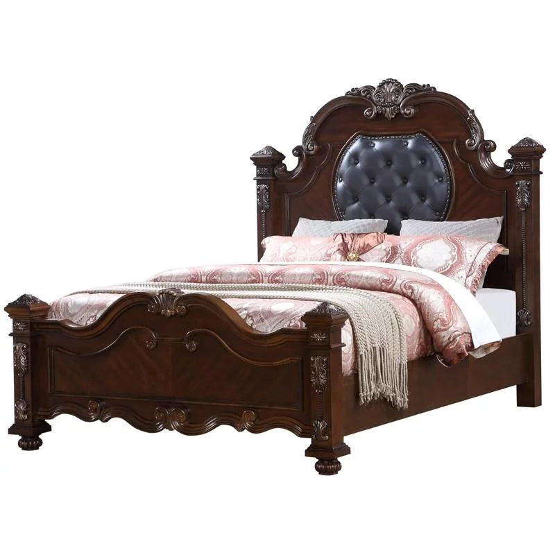 Queen Bedroom Set 5Pcs Cherry Finish Wood O529