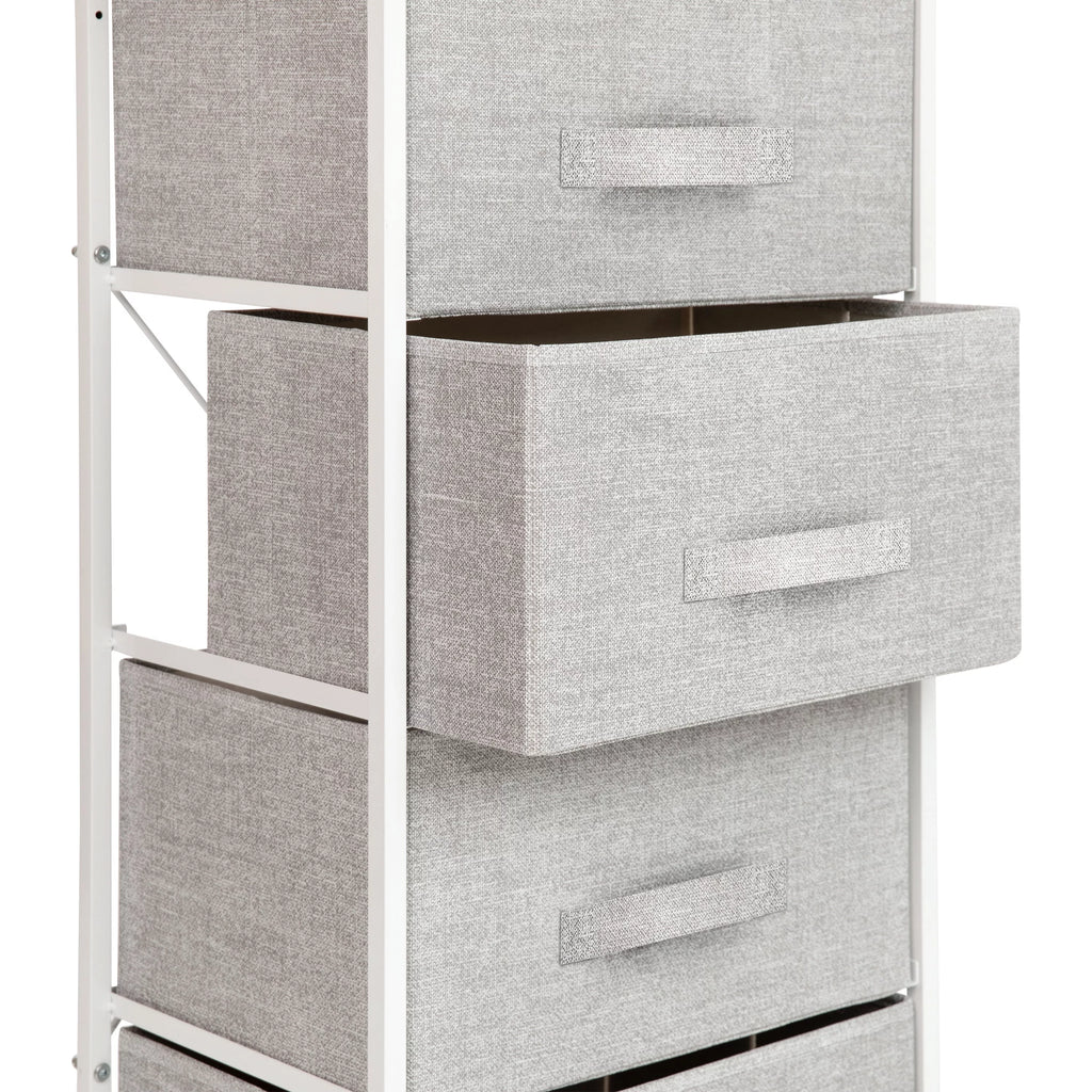 White Metal Frame 4 Gray Fabric Drawers Dresser S393638