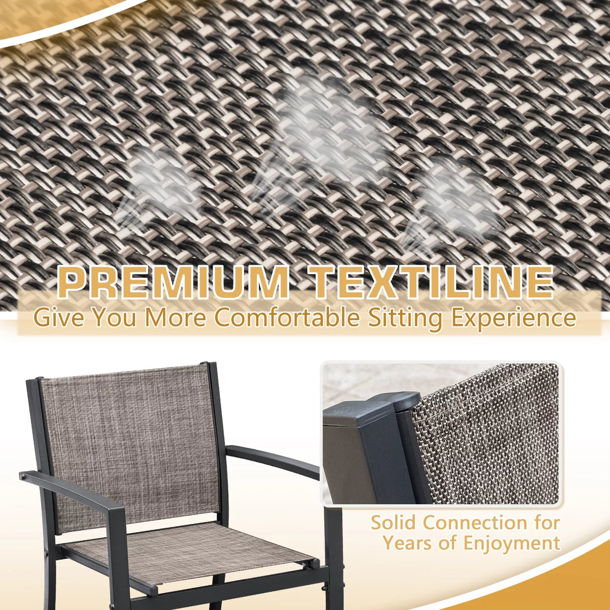 4 Pieces Textilene Patio Furniture Set with Loveseat Tea Table P1974