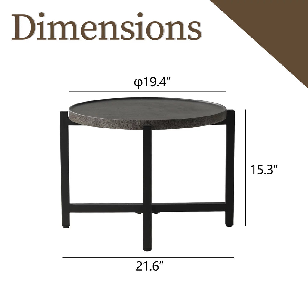 Dark Grey Concrete Round Coffee Table J51696