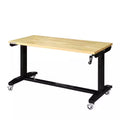 Black Adjustable Height Solid Wood Top Workbench Table F75179