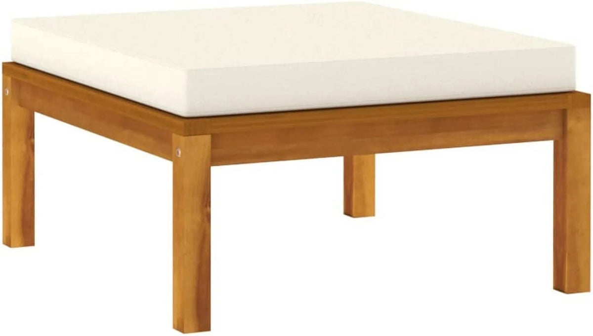 Patio Chairs with Tea Table and Cushions Solid Acacia Wood A686182