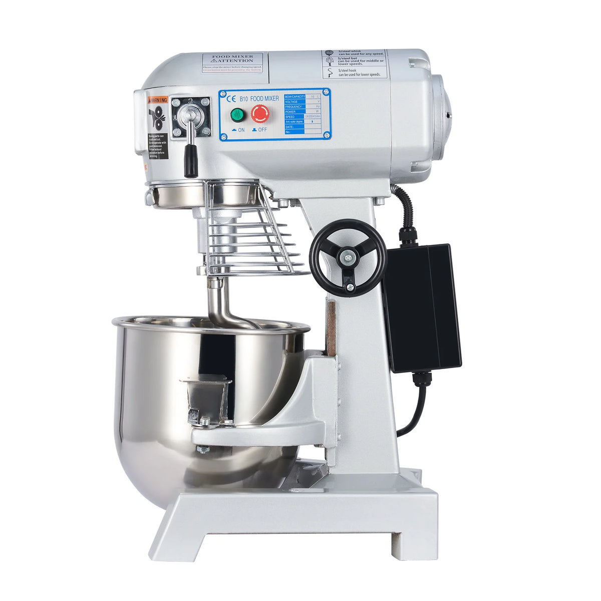 10Qt 600W Commercial Stand Mixer with 3 Attachment D31901