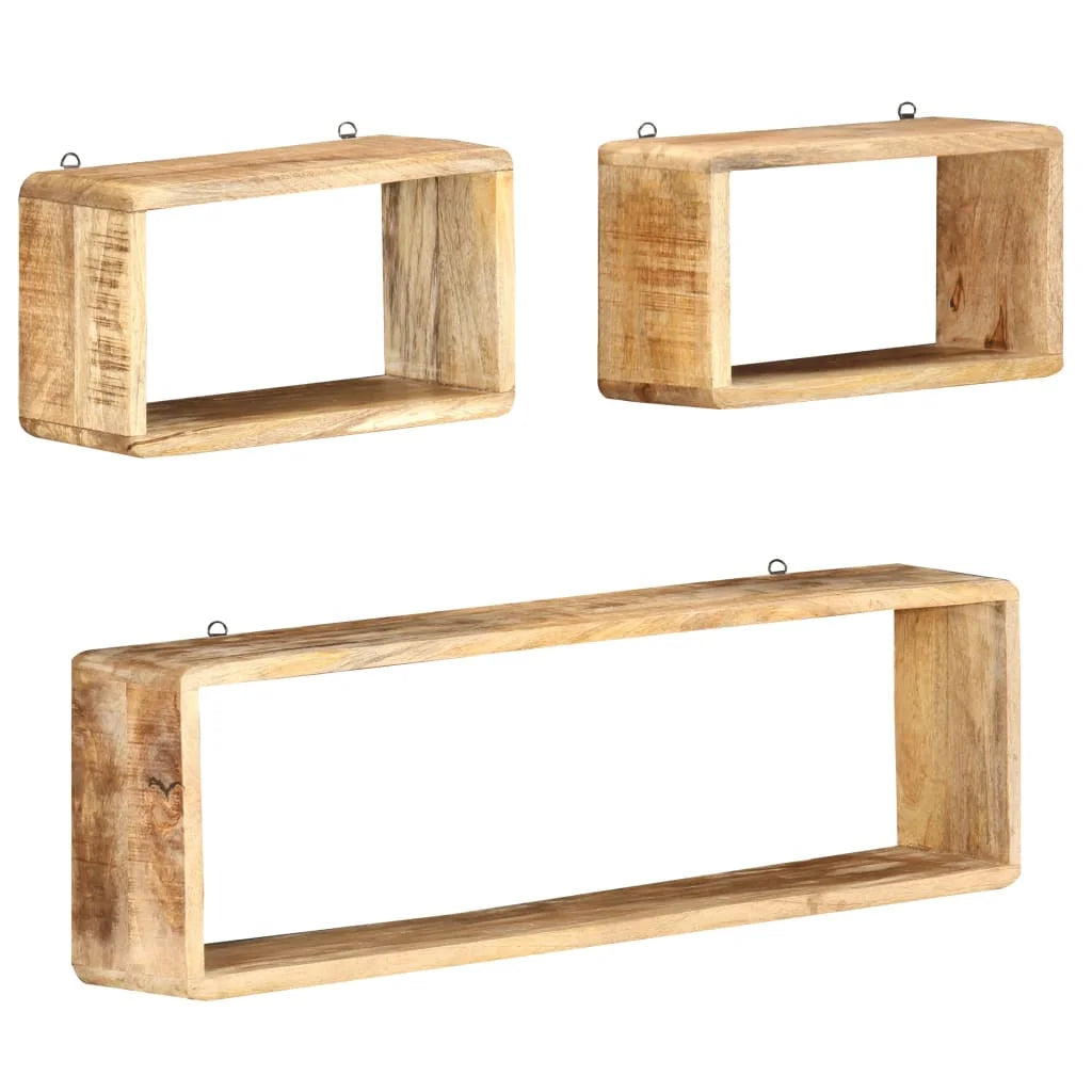 Solid Wood Mango Wall Cube Shelf Set E292