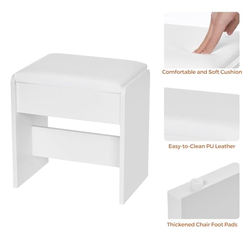 White Vanity Desk Table with Lighted Mirror L7722