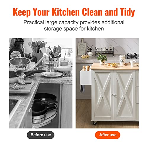 White Rolling Kitchen Island Cart with Storage Cabinet and Drawer Y393064