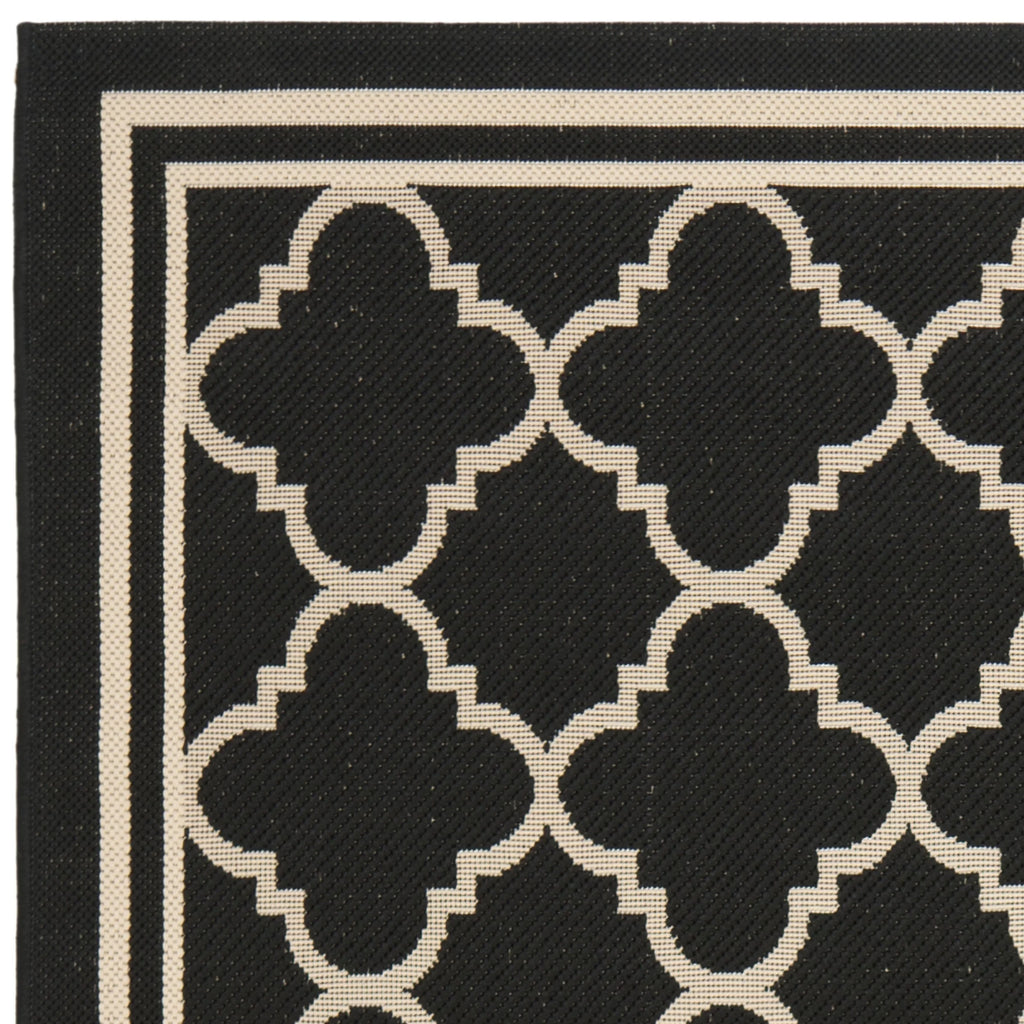 Black/Beige Geometric Indoor/Outdoor Area Rug, 5'3" x 7'7" Y86942