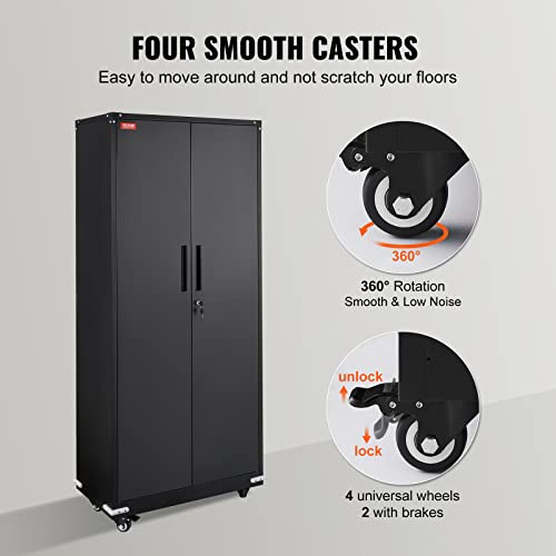 Black Metal Storage Cabinet with 4 Adjustable Shelves M5259