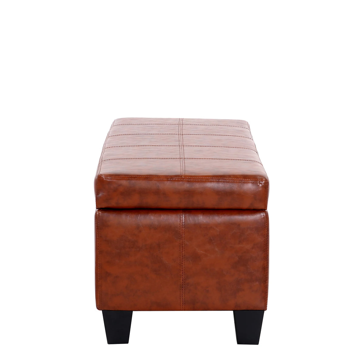 Brown Faux Leather Storage Ottoman Bench E409