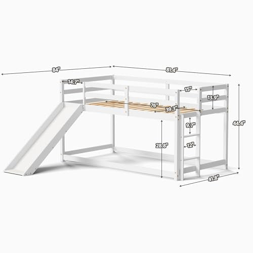 Twin Wood Bunk Bed with Slide and Ladder M85406