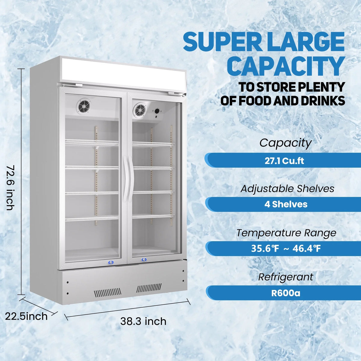 38" Glass Door Merchandiser Refrigerator A1971