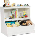White Wooden 4-Cubby Bookcase and Toy Box I12002