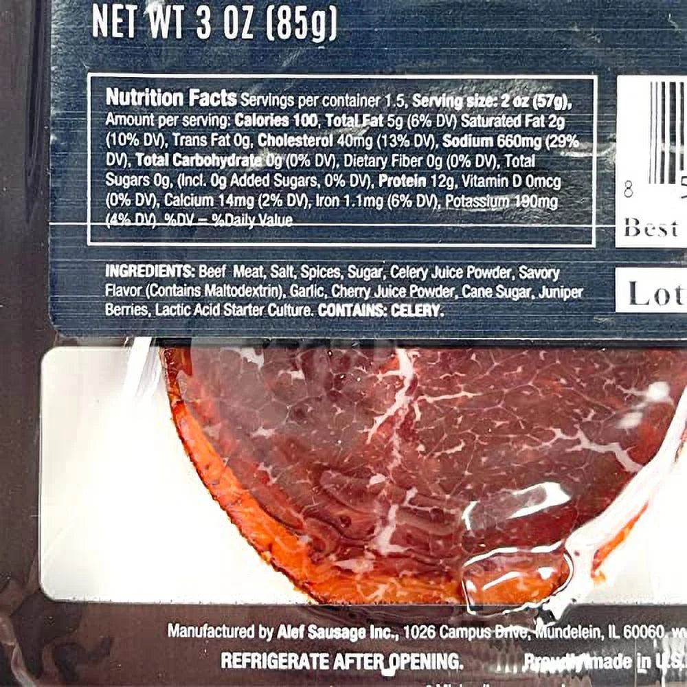 Air Dry Beef 3 Packages 3 oz. Each Nitrate Free Nitrite Free T883738