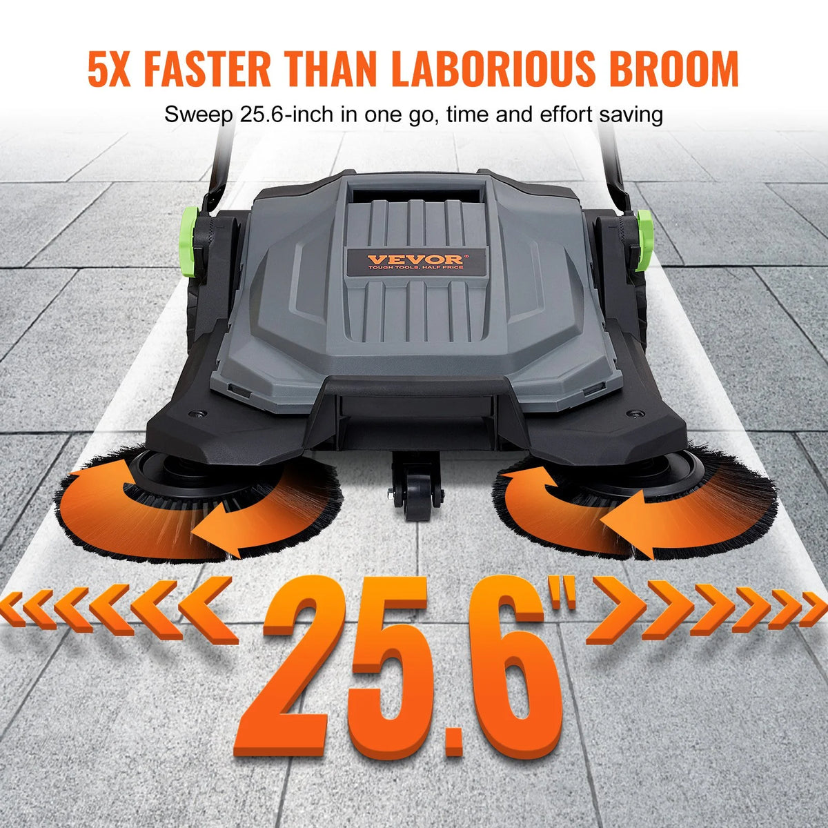 25.6" Manual Walk-behind Floor Sweeper with 5-Gallon Waste Container N44164