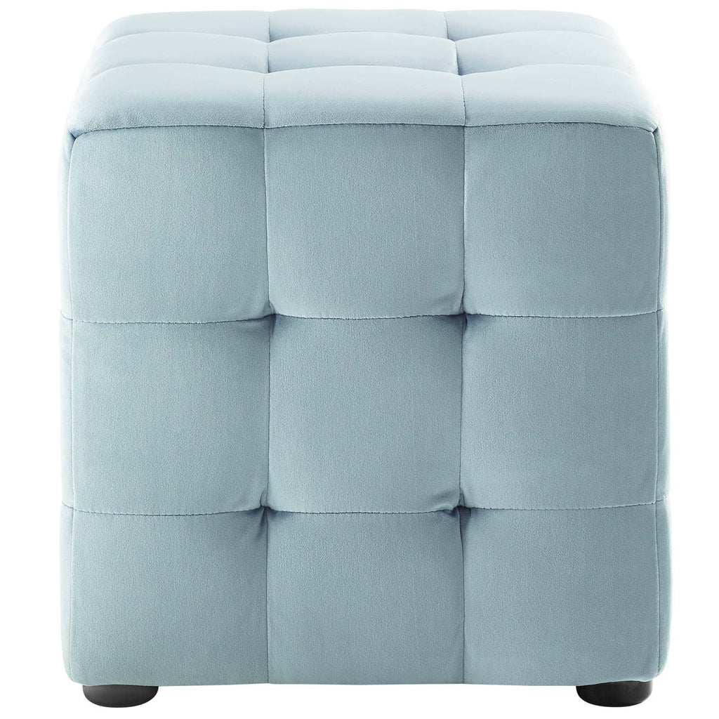 Light Blue Velvet Accent Chair Ottoman E9999