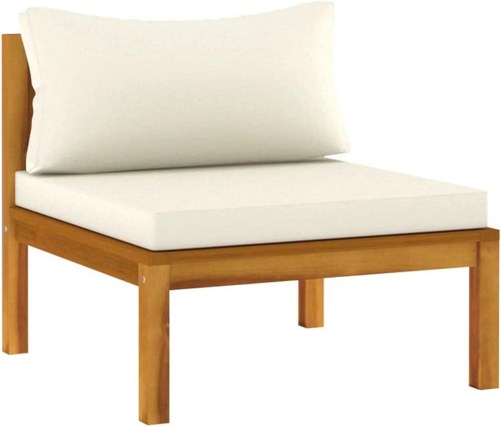 Patio Chairs with Tea Table and Cushions Solid Acacia Wood A686182