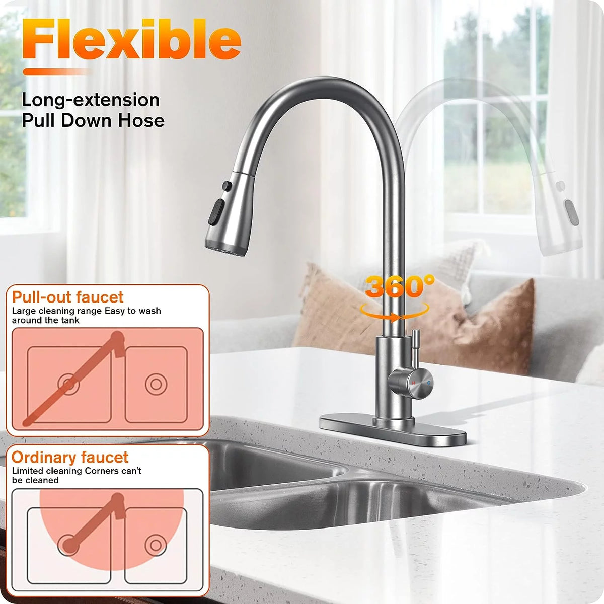 Kitchen Faucet with Pull Down Sprayer Single Handle I17860