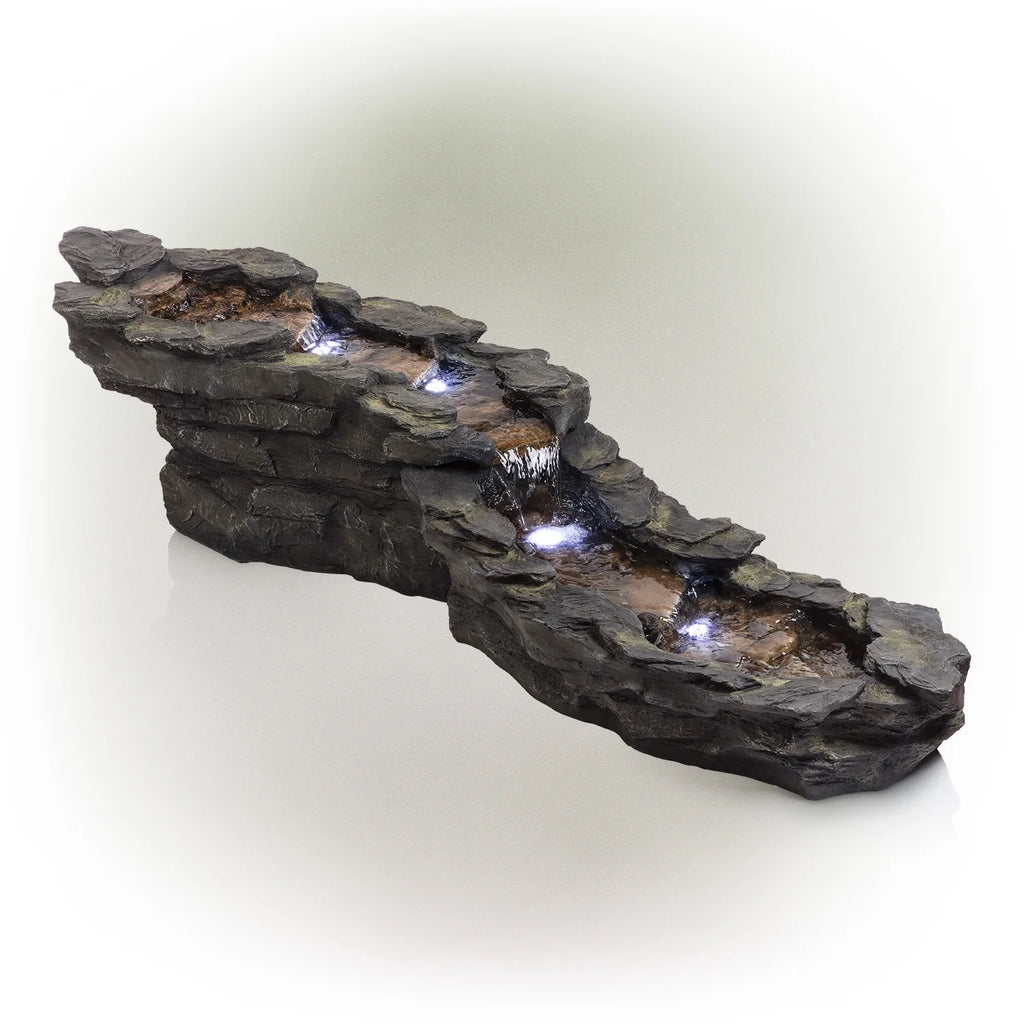 76" Outdoor Tiering Water Fountain with LED Lights Z683508