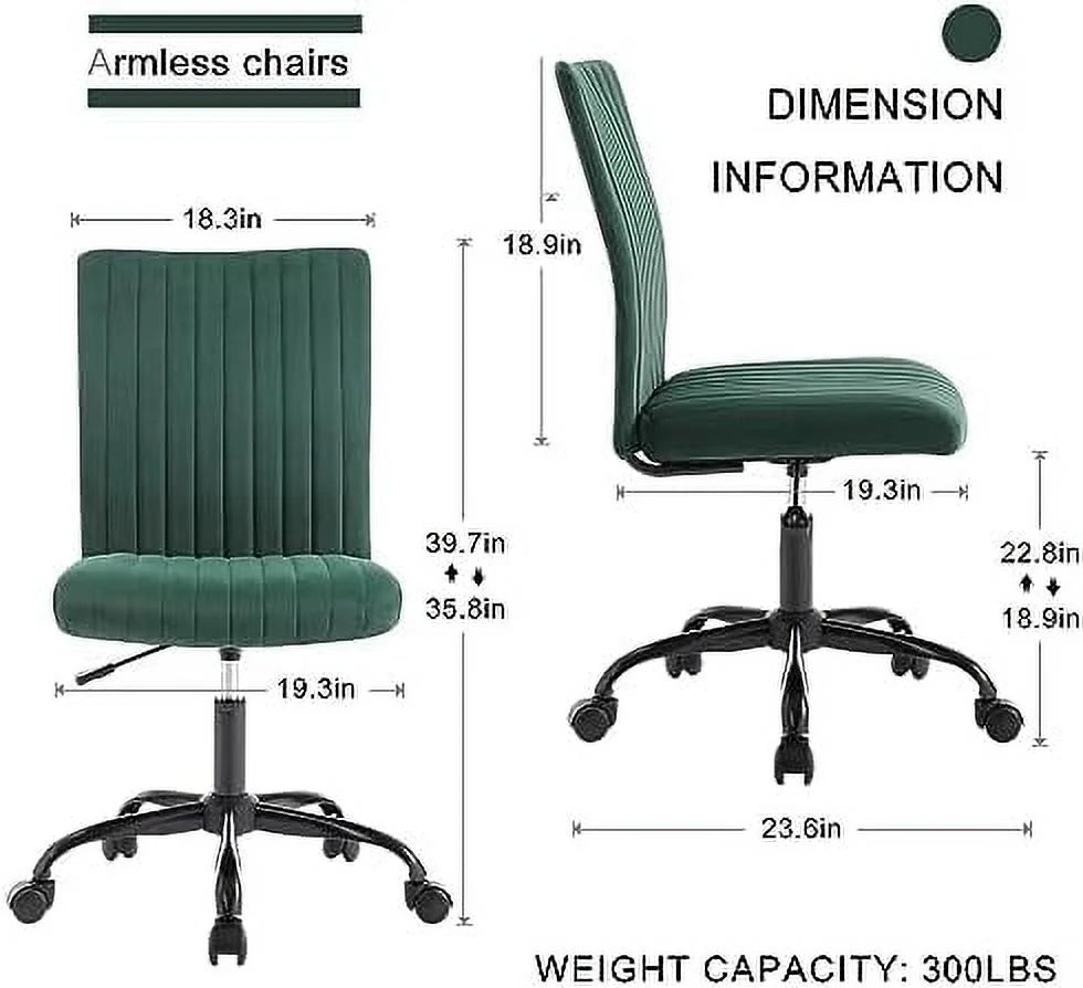 Velvet Armless Office Chair with Rolling Wheels U11705