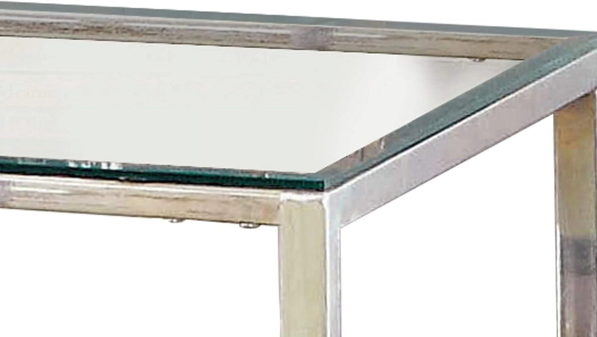 Square End Table with Open Shelf and Chrome Frame N762