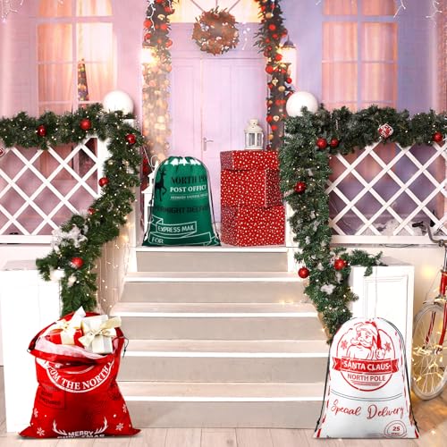 8 Pcs Christmas Drawstring Gift Bags X46387